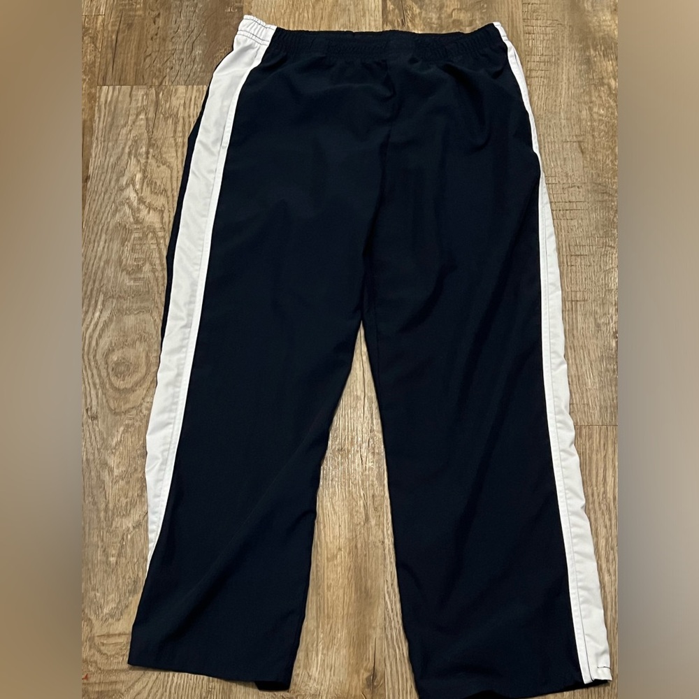 NIKE WOMEN'S BLUE WHITE STRIPED POCKETS ELASTIC WAIST TRACKPANTS